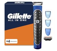 Gillette Tondeuse Homme Tout-en-Un, Bleu et Noir, avec 4 Accessoires - Etanche, sans Fil, Coffret Comprend 1 Tête de Rasoir à 5 Lames Problades en Acier Inoxydable, 3 Sabots, Technologie Braun