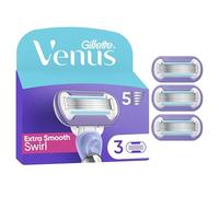 Gillette Venus lot de 3 recharges de rasoir pour femmes Extra Smooth Swirl, authentiques, cartouches à 5 lames en acier inoxydable, bande lubrifiante pour protéger la peau