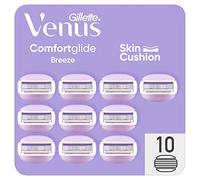 Gillette Venus ComfortGlide Breeze Lot De 10 Recharges De Rasoir Pour Femmes, À 3 Lames Et 2 Barres De Soin Flexibles Pour Un Rasage En Douceur, Parfum Thé Blanc