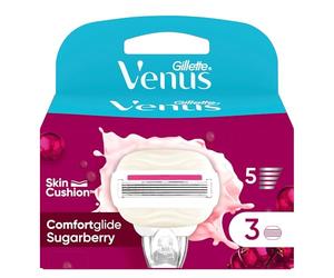 Gillette Venus Deluxe Comfortglide, Lames de Rasoir Femme, Sugarberry, Barres Hydratantes Parfumées Pour Rasoir, 3 Lames de Recharges [OFFICIEL]