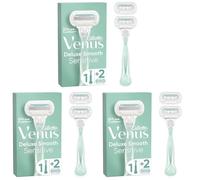 Gillette Venus Deluxe Smooth Sensitive, Pour Femme, 1 Manche, 2 Recharges De Lames, À 5 Lames (Lot de 3)