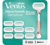Gillette Venus Deluxe Smooth Sensitive Rasoir femme, rasoir femme + 9 lames de rasoir à 5 tranchants, cadeau pour femme