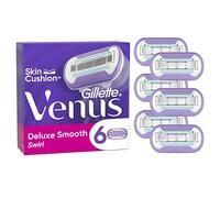 Gillette Venus Deluxe Smooth Swirl Lot De 6 Lames De Rechange Pour Femme, Recharges Avec 5 Lames Pour Un Rasage De Près, Avec Un Ruban Hydratant Pour Protéger La Peau Sensible