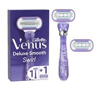 Gillette Venus Deluxe Smooth Swirl Rasoio Donna, 1 Manico e 2 Lamette di Ricambio (da 5 Lame), con Tecnologia FlexiBall, Rasatura Ottimale