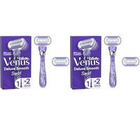 Gillette Venus Deluxe Smooth Swirl Rasoir, 1 Manche, 2 Recharges De Lames, À 5 Lames, Rasage En Douceur (Lot de 2)