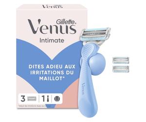 Gillette Venus Intimate Rasoir Femme pour le Maillot, 3 Lames, Bleu