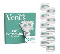 Gillette Venus Lames de Rasoir Femme, 10 Rechanges Pro ComfortGlide - Rechanges Conçues pour la Peau Sensible et Sèche, Cartouche aux Barres Hydratantes 2-en-1 pour Mousser et Raser, Bande Lubrifiante