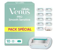 Gillette Venus Lames de Rasoir Femme, 10 Rechanges Pro Smooth Sensitive