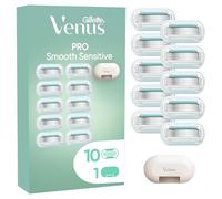 Gillette Venus Lot De 10 Recharges De Lames De Rasoir Pour Femmes Pro Smooth Sensitive Pour Peaux Sensibles, AUTHENTIQUES, Cartouches A 5 Lames, Pack De Têtes De Rechange Avec Une Protection De Voyage