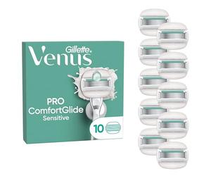 Gillette Venus Lot De 10 Recharges De Rasoir Pour Femmes Pro ComfortGlide Pour Peaux Sensibles, AUTHENTIQUES, Cartouche A 5 Lames, Bande Lubrifiante Avec Aloe Vera, Soin De La Peau Sèche