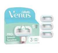 Gillette Venus Lot De 3 Recharges De Rasoir Pour Femmes Pro Smooth Sensitive Pour Peaux Sensibles, AUTHENTIQUES, Cartouches A 3 Lames Et Avec Une Touche D’Aloe Vera Contre Irritation Due Au Rasage