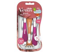 Gillette Venus Miami Sunset Smooth Sensitive Pour Femmes, Lot De 3 Rasoirs Jetables Pour Un Rasage Manuel De Près, Tête Pivotante À 3 Lames Et Avec Une Bande Lubrifiante Pour Protéger La Peau