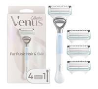 Gillette Venus - Poils Pubiens et Peau - Manche de Rasoir Femme + 4 Recharges de Lames