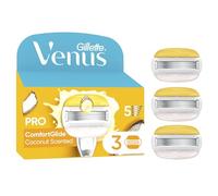Gillette Venus Pro ComfortGlide Lames parfumées à la noix de coco pour femme avec crème hydratante Olay, 3 cartouches de rasoir, manche en métal réutilisable