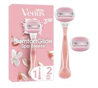 Gillette Venus Rasoir Femme ComfortGlide Spa Breeze, 2 Recharges, Rose - Manche Réutilisable, Cartouche à 3 Lames en Acier Inoxydable, Barres au Parfum de Thé Blanc, 2-en-1 Mousse et Rase