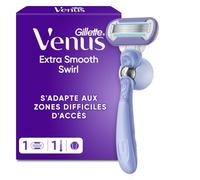 Gillette Venus Rasoir Femme Extra Smooth Swirl, 1 Recharge, Violet - Manche Réutilisable et Pivotant pour le Rasage des Zones Difficiles, Tête à 5 Lames en Acier Inoxydable, Ruban Lubrifiant