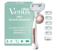 Gillette Venus Rasoir Femme Pro Smooth Sensitive, 6 Recharges, Rose