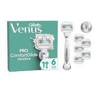 Gillette Venus Rasoir Pour Femmes Aux Peaux Sensibles Pro ComfortGlide Sensitive, Manche Réutilisable Et 6 Recharges De Lames Avec Bande Lubrifiante, Conçu Pour La Peau Sèche, Rasage Longue Durée