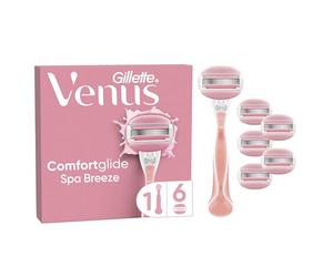 Gillette Venus Rasoir Pour Femmes ComfortGlide Spa Breeze, Manche Réutilisable, 6 Cartouches De Recharge A 3 Lames, Rasage Sans Besoin De Gel A Raser, Barres Parfumées 2-en-1, Rasoir Mousse Et Rase