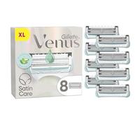 Gillette Venus + Satin Care Lot De 8 Recharges De Rasoir Pour Femmes Pour La Peau Et Les Poils Pubiens, Cartouches AUTHENTIQUES, Rasage Doux Des Zones Sensibles, Lame De Précision, Touche D’Aloe Vera
