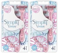 Gillette Venus Simply Pour Femmes, Lot De 8 Rasoirs Jetables Pour Un Rasage Manuel De Près, Tête Pivotante À 3 Lames Et Avec Une Bande Lubrifiante Pour Protéger La Peau
