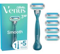 Gillette Venus Rasoir Pour Femme Smooth, Manche Réutilisable Et Compatible Avec Les Recharges Venus, Lot De 5 Rechanges A 3 Lames, Bande Lubrifiante Pour Protéger La Peau, Rasage De Près Confortable