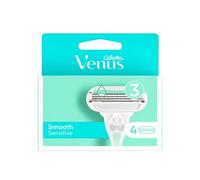 Gillette Venus Deluxe Smooth Sensitive Pour Femmes Lot De 4 Recharges De Lames, À 3 Lames, Avec Une Bande Lubrifiante Pour Un Rasage Manuel En Douceur Et Pour Protéger La Peau