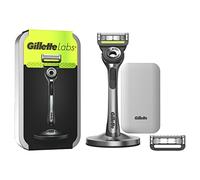 GilletteLabs Avec Barre Exfoliante, Rasoir Pour Homme De Gillette, 1 Manche, - 2 Recharges De Lames, Trousse De Voyage Pour Ranger Vos Produits + Support, Idée Coffret Cadeau Homme