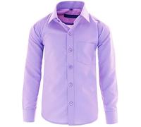 GILLSONZ A1vDa - Chemise de fête à manches longues pour enfant - Facile à repasser - Disponibles en 9 couleurs - Taille 86 à 170, Mauve clair, 15 ans