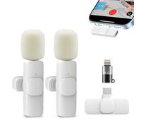 Gilool Micro Cravate sans Fil, pour iPhone/iOS/Android/PC/Laptop, Plug&Play réduction du Bruit, Micro Bluetooth pour Youtube, Facebook, Twitter, Tiktok Video et La Diffusion en Direct Blanc
