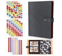 Giloty Album Photo Scrapbooking,Album Scrapbooking DIY avec Noires 30 Pages Album Photo Vierge, Couverture Imperméable en cuir Cadeau parfait pour un Anniversaire, un Mariage, la Saint-Valentin (Noir)
