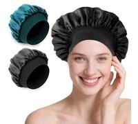 Giloty Lot de 2 bonnets de sommeil en satin avec bande réglable, bonnet de nuit pour dormir, bonnet de nuit en satin doux pour femme et fille