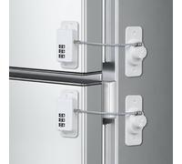 Giloty Lot de 2 cadenas de réfrigérateur pour enfant avec mot de passe à 3 chiffres, sécurité enfant sans perçage pour réfrigérateur, armoire, tiroir et fenêtre, blanc, rectangulaire