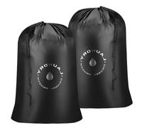 Giloty Lot de 2 sacs à linge avec fermeture à cordon de serrage - 60 x 85 cm - Sac à linge de voyage pliable - Pour valise, linge sale - Pour voyage, camping et dortoir, noir