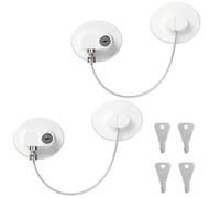 Giloty Lot de 2 serrures de réfrigérateur avec 4 clés, sécurité de fenêtre enfant pour réfrigérateur, fenêtres, portes, tiroirs et armoires, sécurité enfant sans perçage