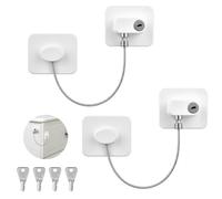 Giloty Lot de 2 serrures de réfrigérateur sans perçage pour enfants avec 4 clés, sécurité enfant pour réfrigérateur, fenêtre, armoire, machine à laver, tiroir et portes