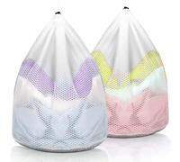 Giloty Set de 2 Filets à Linge pour Machine à Laver - Sacs de Lavage Réutilisables avec Cordon de Serrage, pour Lingerie et Vêtements Délicats - 50×60 cm
