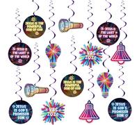 Gilprop Lot de 28 décorations de fête Vbs 2026 sur le thème de l'illumination à suspendre Jésus est la lumière du mot, décorations à suspendre pour église, salle de classe