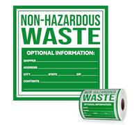 Gilprop Lot de 500 étiquettes de déchets non dangereux en papier enduit adhésif 15,2 x 15,2 cm. Informations optionnelles : expéditeur, adresse, ville, état, fermeture éclair, panneau de contenu vert
