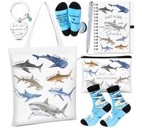 Gilprop Lot de 6 sacs fourre-tout en forme de poisson de l'océan pour les amateurs de l'océan, sac fourre-tout, sac à cosmétiques, carnet à spirale, stylo à bille, chaussettes Just a Girl Who Loves