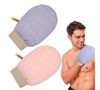 GILWUMO 2er Set Gants Exfoliants - Efficace Pour Enlever les Cellules Mortes de la Peau, Pour une Peau Douce et Lisse et une Meilleure Circulation. Idéal Pour Douche/Bain, rose,violet grisé.