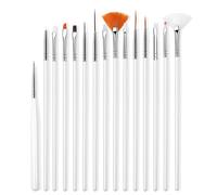 GILWUMO Set de 15 Stylos Gel à Double Pointe pour Ongles - Stylos de dessin pro pour Nail Art précis, idéal pour manucure salon et DIY - Blanc