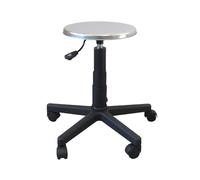 GIMA 27954 Tabouret avec siège en acier inoxydable et roues, 50-68 cm Hauteur réglable