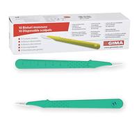 Gima - Bistouris en Acier Inoxydable, Manche en ABS, Stérile et Jetable, Premium, Protège-lame de sécurité, Taille n. 11, 10 scalpels emballés individuellement.