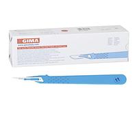 Gima - Bistouris en Acier Inoxydable, Manche en ABS, Stérile et Jetable, Standard, Taille n. 10, 10 scalpels emballés individuellement.