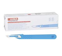 Gima - Bistouris en Acier Inoxydable, Manche en ABS, Stérile et Jetable, Standard, Taille n. 20, 10 scalpels emballés individuellement.