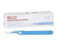 Gima - Bistouris en Acier Inoxydable, Manche en ABS, Stérile et Jetable, Standard, Taille n. 22, 10 scalpels emballés individuellement.