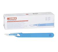 Gima - Bistouris en Acier Inoxydable, Manche en ABS, Stérile et Jetable, Standard, Taille n. 23, 10 scalpels emballés individuellement.