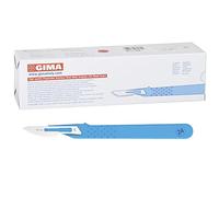 Gima - Bistouris en Acier Inoxydable, Manche en ABS, Stérile et Jetable, Standard, Taille n. 24, 10 scalpels emballés individuellement.