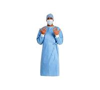 Gima - Blouses chirurgicale jetable 40 g, en SMMS, non stérile, hydrofuge, taille L, manchettes en tricot, velcro au cou, 100 pcs (10 sachets de 10 pcs)